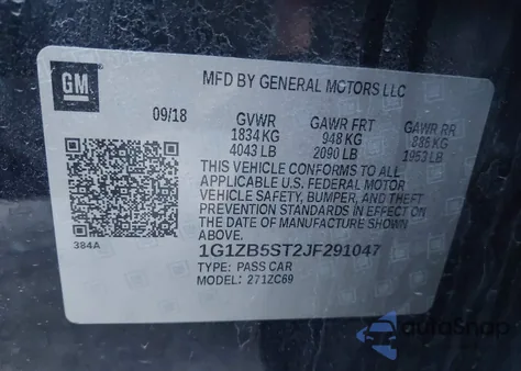 2018 Chevrolet Malibu 1Ls from USA, damaged, VIN 1G1ZB5ST2JF291047